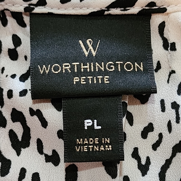 Worthington Petite Large PL Sleeveless Animal Print Blouse Keyhole Back Top - Picture 7 of 8